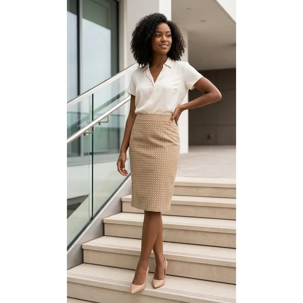 Banana Republic Brown Geometric Lined Pencil Skirt Women Size 2